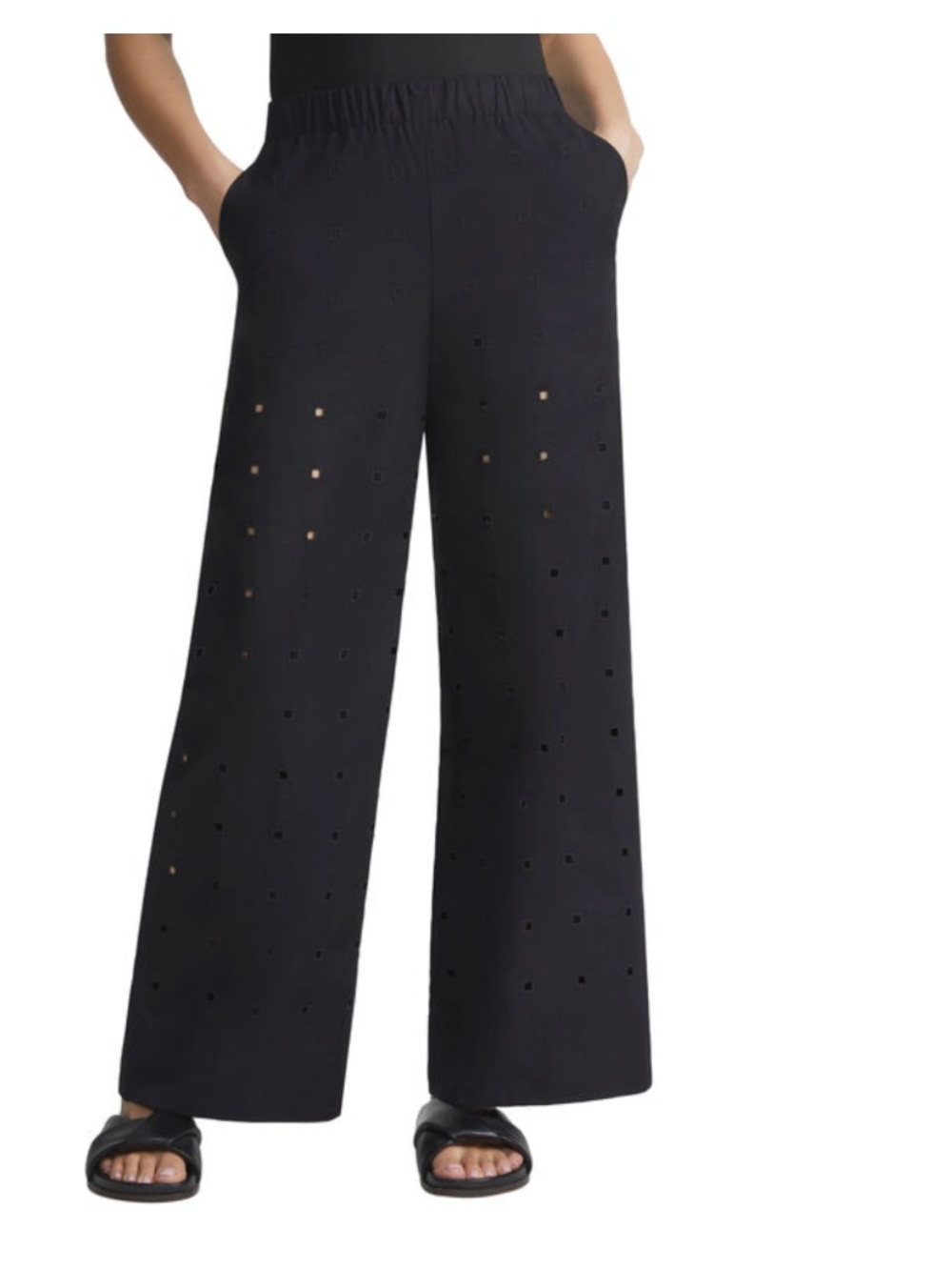 Lafayette 148 Riverside Eyelet Wide leg Pants Size L